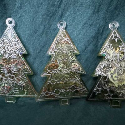 Weihnachtsbaum / 3-Set / Grün / Silber