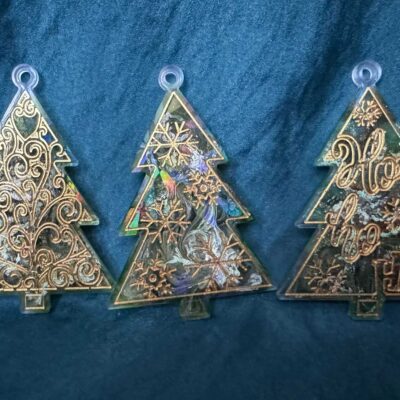 Weihnachtsbaum / 3-Set / Grün / Gold