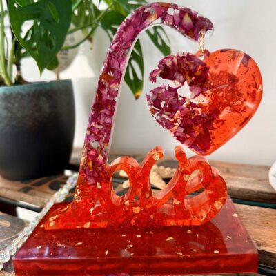 Fotoständer / Herz/ Rot / Glitzer / Blüten